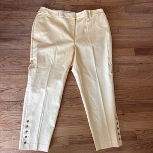 Talbots High Waist Hampshire Ankle Pants Womens 18W Petite Yellow Stretch New